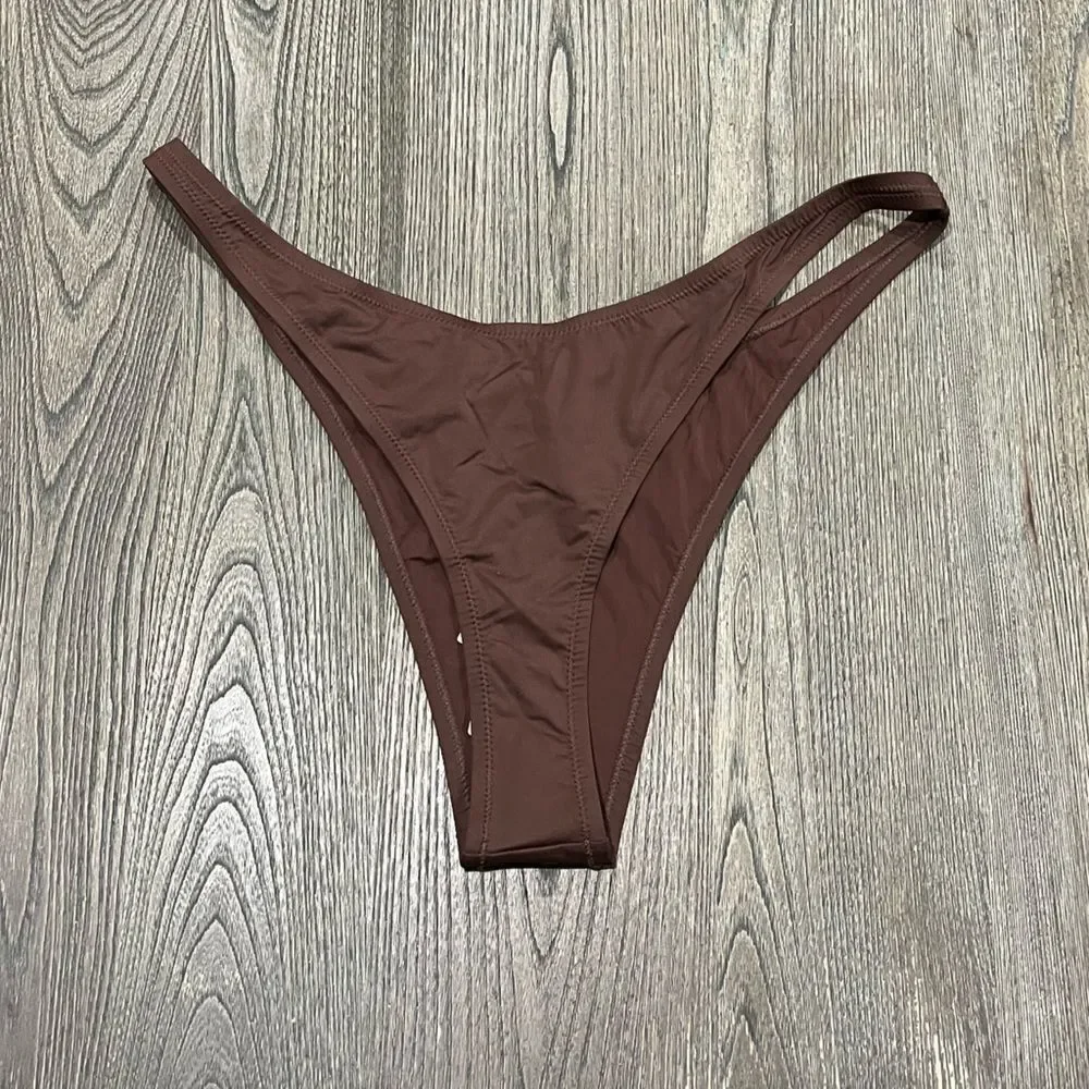 NWT Skims Recycled Swim Micro Tanga Bikini Bottom Mid-Rise Swimwear Cocoa 4X